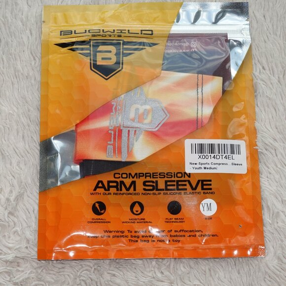 Compression Arm Sleeve - Youth Medium - 1 Arm Sleeve - Red Flame / Fire - Picture 2 of 5